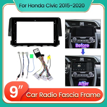 Автомобильный Мультимедийный радиоприемник Стерео Рамка панели приборной панели Кабель питания Canbus для Honda Civic 2016 2017 2018 2019