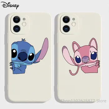 Disney Stitch Angel Чехол Для Телефона iPhone 11 12 13 iPhone 14 Pro Max 7 8 XS XR Мультяшный Милый Силиконовый Защитный Чехол От падения