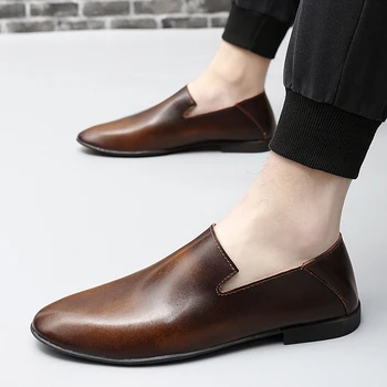 Новинка 2023 года, модная мужская дизайнерская обувь из натуральной кожи, Повседневные лоферы, Дизайнерская обувь ручной работы, Мужские модельные туфли, Мужские Zapatos Hombre