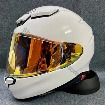 Полнолицевой мотоциклетный шлем Z8 RF-1400 для езды по мотокроссу, шлем для мотобайка-ярко-белый
