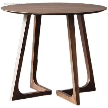 Круглый обеденный стол в скандинавском стиле из цельного дерева, дуб, домашний журнальный столик для маленькой квартиры, Повседневный коммерческий журнальный столик и