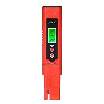 Красный PH-метр, трехцветный ЖК-дисплей, PH-ручка с автоматической функцией ATC, Диапазон измерения PH 0-14 для домашнего питья, бассейна