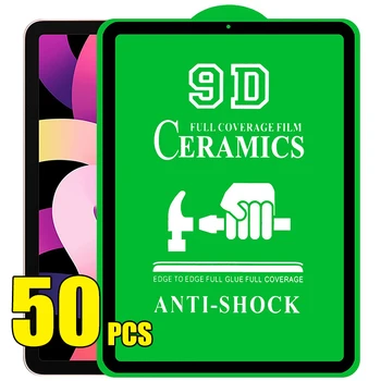 50шт 9D Керамическая Пленка Защитная Пленка HD Anti Shock Full Glue Cover Guard Для iPad 10 9 8 7 Pro 12.9 11 10.5 9.7 Air 4 Mini 6