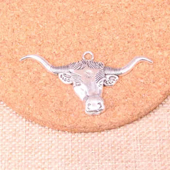 7шт подвески с головой Длиннорогого быка Металлические подвески для браслетов и ожерелий Ювелирные изделия ручной работы 60*31 мм