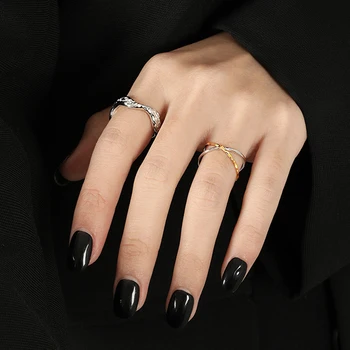 Кольцо из стерлингового серебра 925 пробы VIANRLA, минимализм, Двухцветное кольцо, Открытое Регулируемое кольцо, Ювелирные изделия Оптом