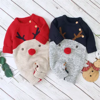 Citgeett Зимний Рождественский вязаный комбинезон для новорожденной девочки, комбинезон, свитер, теплая осенняя шерстяная рождественская одежда