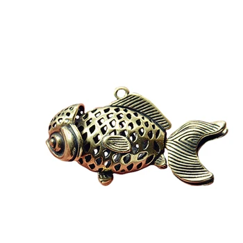 Брелок-подвеска в виде медной рыбки, винтажный латунный металлический шнурок с изображением счастливого животного, брелоки для ключей, кольца, подвески для сумок, плетеные веревочные подвески ручной работы