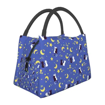 Sailors Moon Изолированная сумка для ланча для женщин Moon Kitties Портативный охладитель Тепловой еды Ланч-бокс для работы и путешествий