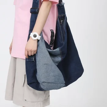 Джинсовая женская сумка-тоут, повседневные джинсы, женские сумки, большие сумки через плечо для женщин, Джинсовая сумка для девочек