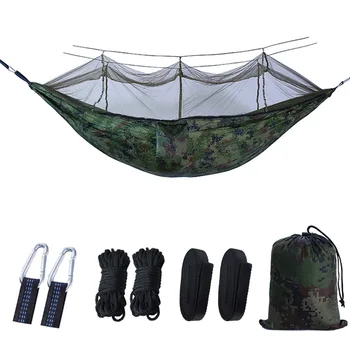 Портативные походные гамаки на 1-2 человека с москитной сеткой, подвесная кровать из высокопрочной парашютной ткани, Охотничьи качели для сна.