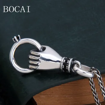 BOCAI Новое кольцо из стерлингового серебра S925 пробы с бриллиантом В руке Для предложения руки и сердца Кулон 