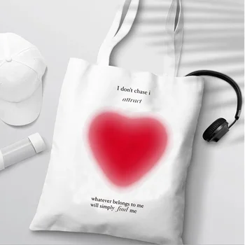Эстетическая хозяйственная сумка с принтом в виде сердца, джутовая сумка для покупок, многоразовая эко-сумка для покупок, ткань sacola, многоразовые тканые сумки cabas