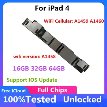 A1458 A1459 A1460 WIFI Cellular Для iPad 4 Оригинальная Разблокированная Материнская Плата С Полным Набором Микросхем логическая Плата IOS Обновление Бесплатно iCloud