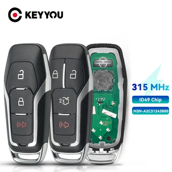 KEYYOU Удаленный Автомобильный Ключ 315 МГц ID49 Чип для Ford Edge Mustang Fusion Explorer 2015 2016 2017 M3N-A2C31243800, 164-R8109, 164-R8111