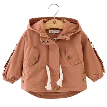 Новые весенне-осенние куртки с капюшоном для девочек, пальто, детская ветровка, Верхняя одежда для маленьких девочек, детская куртка, Детская одежда