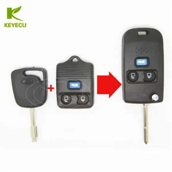 KEYECU Модифицированный Складной Корпус Дистанционного Ключа с 3 Кнопками для Замены Корпуса Дистанционного Ключа Брелок для Ford Transit С Лезвием FO21