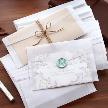 10 шт. Конвертов из полупрозрачной сернокислотной бумаги разных размеров для хранения открыток своими руками, подарочной упаковки приглашений на свадьбу.