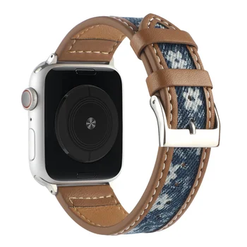 uhgbsd Ремешок Для Apple Watch Ремешки AppleWatch 8-1 Кожаный Ремешок iWatch 7 40 41 42 44 45 49 мм Простой Холст
