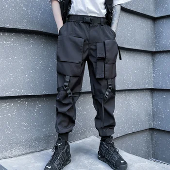 Новые модные брюки-карго Techwear с большими карманами, джоггеры-шаровары в стиле харадзюку в стиле хип-хоп, тактические брюки свободного кроя Оверсайз.