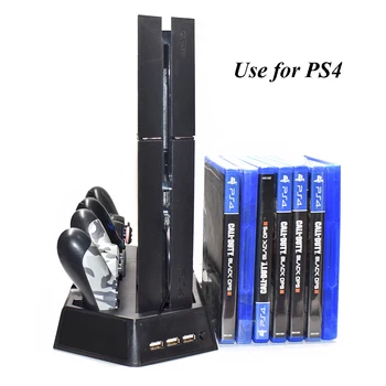 Для PS4 Pro Тонкая вертикальная подставка охлаждающий вентилятор Кулер зарядная станция Двойной контроллер с 3 портами концентратора для Playstation 4 PS4