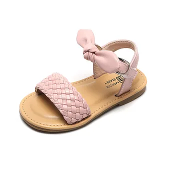 Летние Сандалии для девочек; Милая обувь для девочек с бантиком; Пляжные сандалии с мягкой подошвой для младенцев;