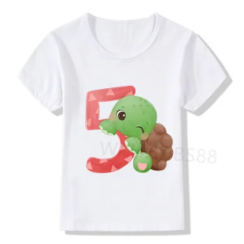 Футболка с номером футболки для детей на день рождения, футболка для вечеринки с динозавром, модная одежда для маленьких мальчиков