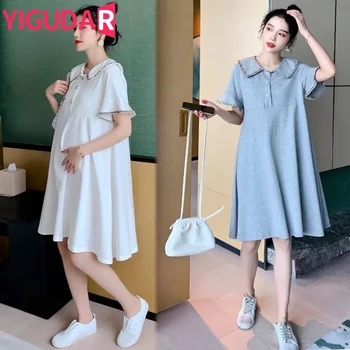 Новое летнее Корейское модное длинное платье для беременных, сексуальная, горячая, элегантная Одежда А-силуэта с цветочным принтом для беременных женщин, беременность