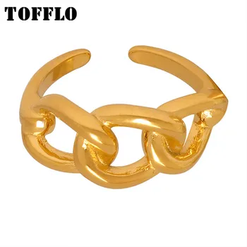 Ювелирные изделия из нержавеющей стали TOFFLO Широкая Открывающаяся цепочка Нерегулируемое кольцо Для женщин Минималистичное кольцо BSA466