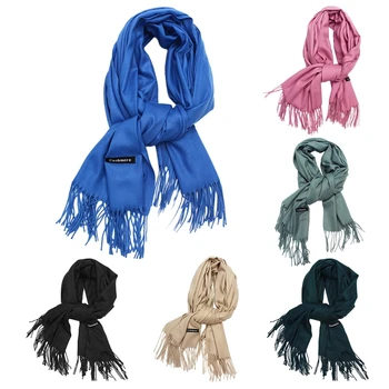 B2EB Модные кашемировые шарфы для взрослых с кисточками, теплая зимняя шаль для мужчин и женщин