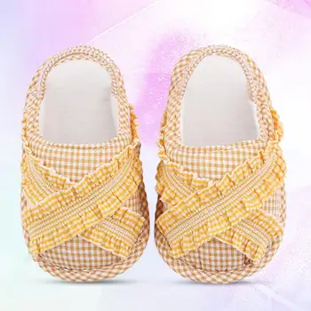 Детские сандалии- идеальный подарок, Тканевые тапочки с мягкой подошвой и кружевным дизайном, детская обувь