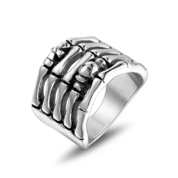 Винтажное мужское кольцо со скелетом из нержавеющей стали, панк-кольцо, сужающийся ободок, Уникальные украшения для пальцев, подарок для вечеринки на Хэллоуин