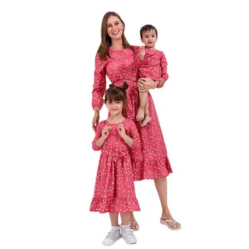 Розовое женское Детское платье для девочек, одинаковые комплекты для семейного образа, Свадебная вечеринка, платья для мамы и дочки, Одежда для мамы и маленькой девочки