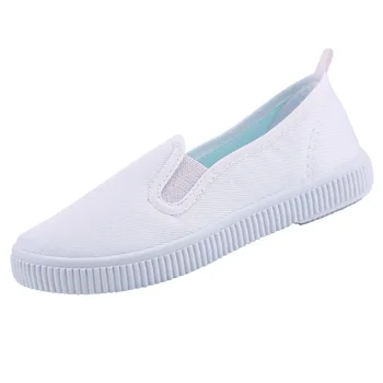 Детская повседневная обувь из белой ткани, танцевальная обувь для мальчиков и девочек, парусиновая обувь