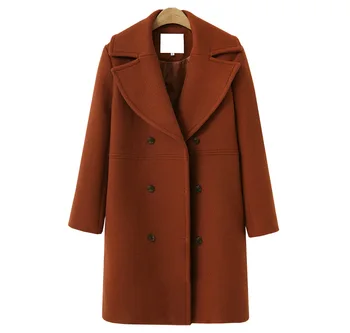 23 Новое Осенне-зимнее женское шерстяное пальто Большого размера, Женский Двубортный тренч средней длины PH005