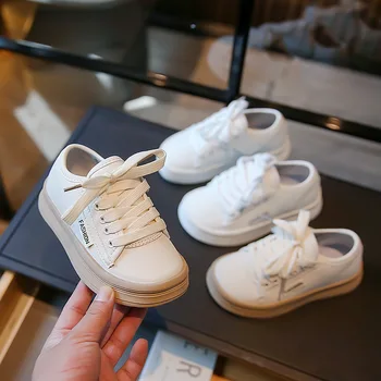 Детская белая обувь для мальчиков и девочек, модные спортивные повседневные детские кроссовки, размер 26-36