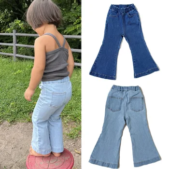 2023 Новые летние брюки для девочек из полипропилена от бренда Kids Fashion, расклешенные джинсы