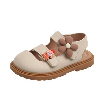 2022 Новая летняя детская обувь Милые Кожаные туфли для девочек-принцесс на мягкой подошве, модные сандалии для малышей