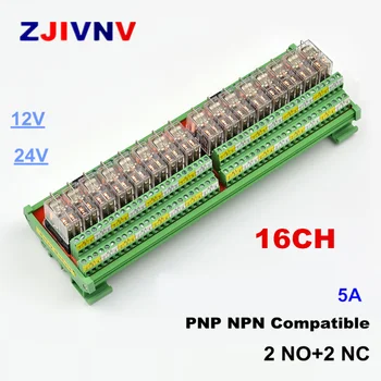 16 каналов 5A, Подключаемый безопасный PNP NPN 2NO + 2NC, Совместимый интерфейсный релейный модуль DC12V / 24V