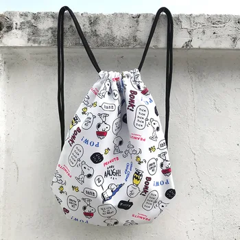 Снупи мальчик девочка карманный рюкзак на шнурке спортивная сумка для хранения в домашних условиях и путешествий с мультяшным рисунком