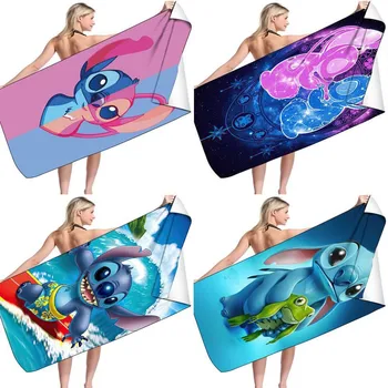 Новое детское банное полотенце Disney Lilo & Stitch, Мультяшные дети, девочки, мальчики, Впитывающая мочалка, Пляжное полотенце, Мягкое одеяло