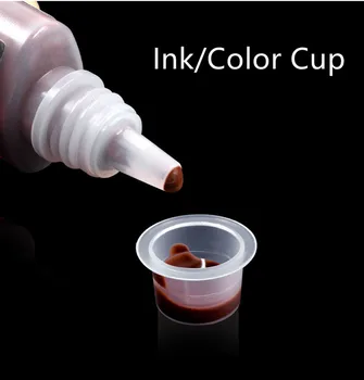 Чашка для чернил для татуировки 100ШТ Одноразовый Пластиковый Цветной контейнер размера S / M / L Для Перманентного макияжа, колпачок для пигмента для Микроблейдинга