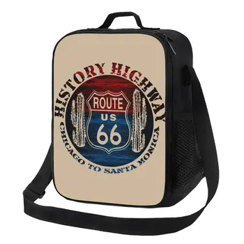 Route 66 America Road Vintage Trip Термоизолированная сумка для ланча, контейнер для ланча на работу, в школу, в дорогу, для хранения Бенто, коробка для еды