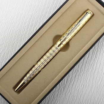 Роскошная металлическая Шариковая ручка с золотой отделкой из нержавеющей стали, подарочные письменные принадлежности, Офисные школьные принадлежности