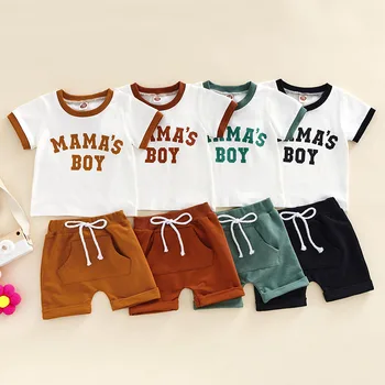 FOCUSNORM, 4 цвета, комплекты летней одежды для маленьких мальчиков, 2 предмета, футболки с коротким рукавом и буквенным принтом, шорты с карманами, комплект