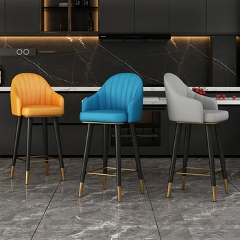 Кафе-бар Банкетный зал Современные стулья Гостиная Роскошный Ресторан Дизайнерское кожаное кресло для отдыха Мебель Nordic Sillon