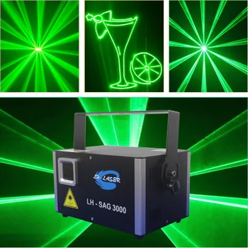 Оборудование для оформления мероприятий DMX лазерный луч дискотека 3000 МВт зеленый лазер