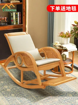 Популярное качественное роскошное домашнее кресло-качалка из ротанга для взрослых, массивное деревянное кресло для пожилых людей, домашнее кресло для отдыха из ротанга