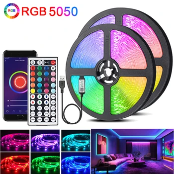 Светодиодные ленты RGB 5050 Светодиодная лента с дистанционным управлением USB Гибкая лента для украшения вечеринки в комнате Подсветка телевизора