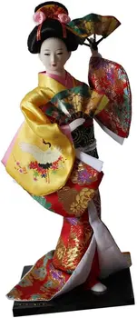 12-дюймовое японское кимоно гейша кукла Кокеши украшение для дома ручной работы желтая одежда