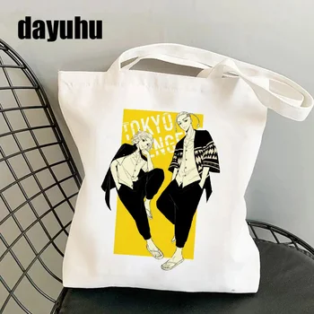Сумка для покупок Tokyo Revengers Graphic Tote Harajuku Shopper Bag Женская Холщовая Сумка Через плечо Ulzzang Funny Eco Большой емкости